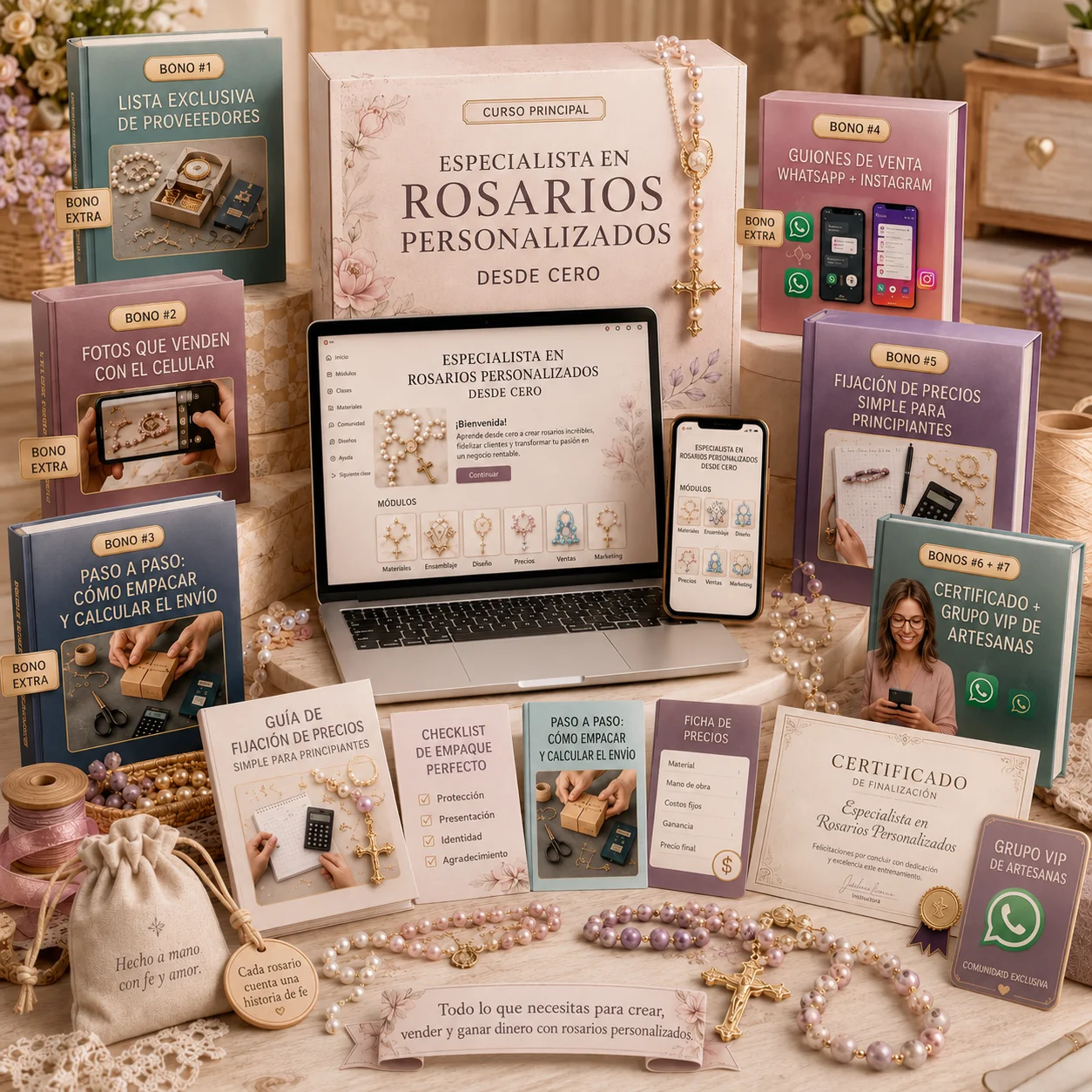 Paquete completo — Especialista en Rosarios Artesanales